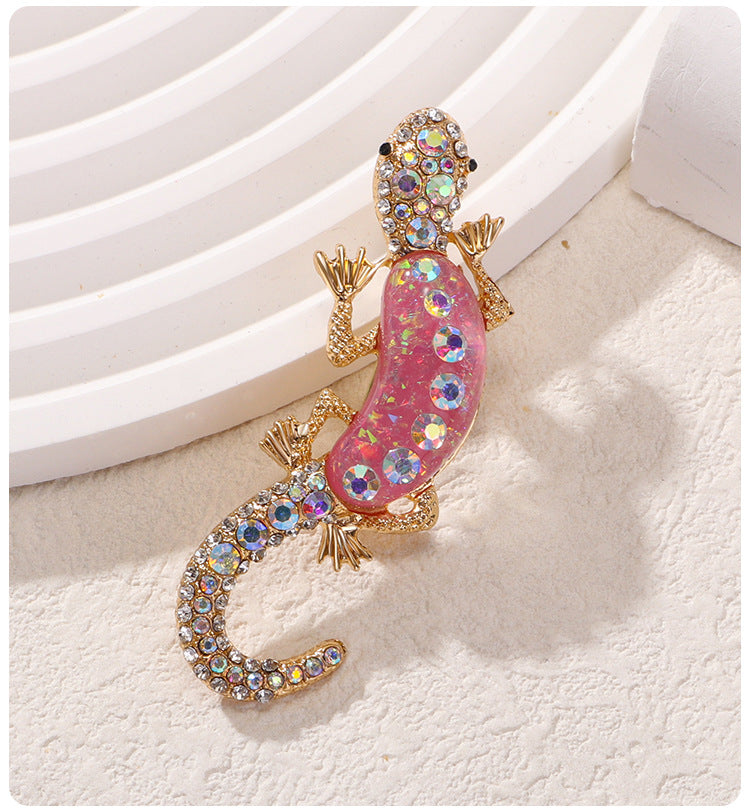 Rhinestone Lizard Animal Brooch PA5271