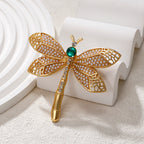 Vintage Gold Pearl Dragonfly Brooch PA5281