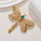 Vintage Gold Pearl Dragonfly Brooch PA5281