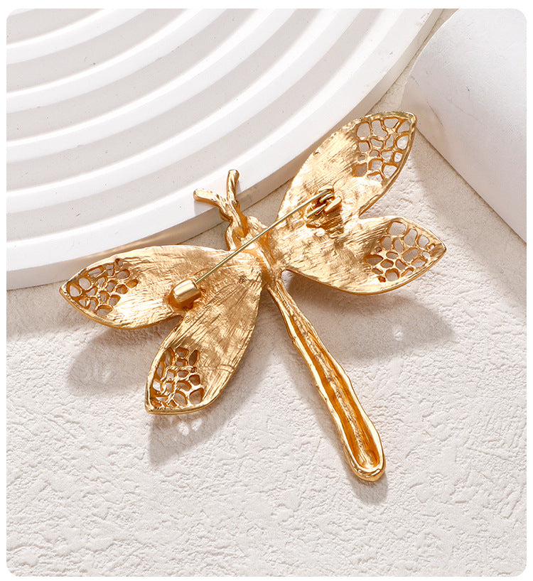 Vintage Gold Pearl Dragonfly Brooch PA5281