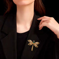 Vintage Gold Pearl Dragonfly Brooch PA5281