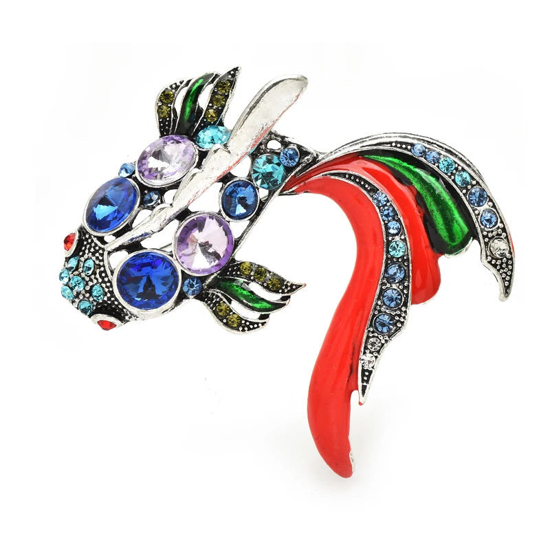 Fish Shape Rhinestone Alloy Brooch PA5285