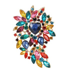 Large Rhinestone Leaf Heart Brooch PA5293