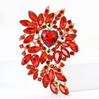 Large Rhinestone Leaf Heart Brooch PA5293
