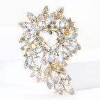 Large Rhinestone Leaf Heart Brooch PA5293