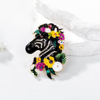 Enamel Floral Zebra Brooch PA5299