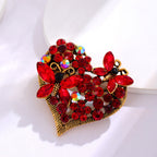 Heart Butterfly Flower Rhinestone Brooch PA5320