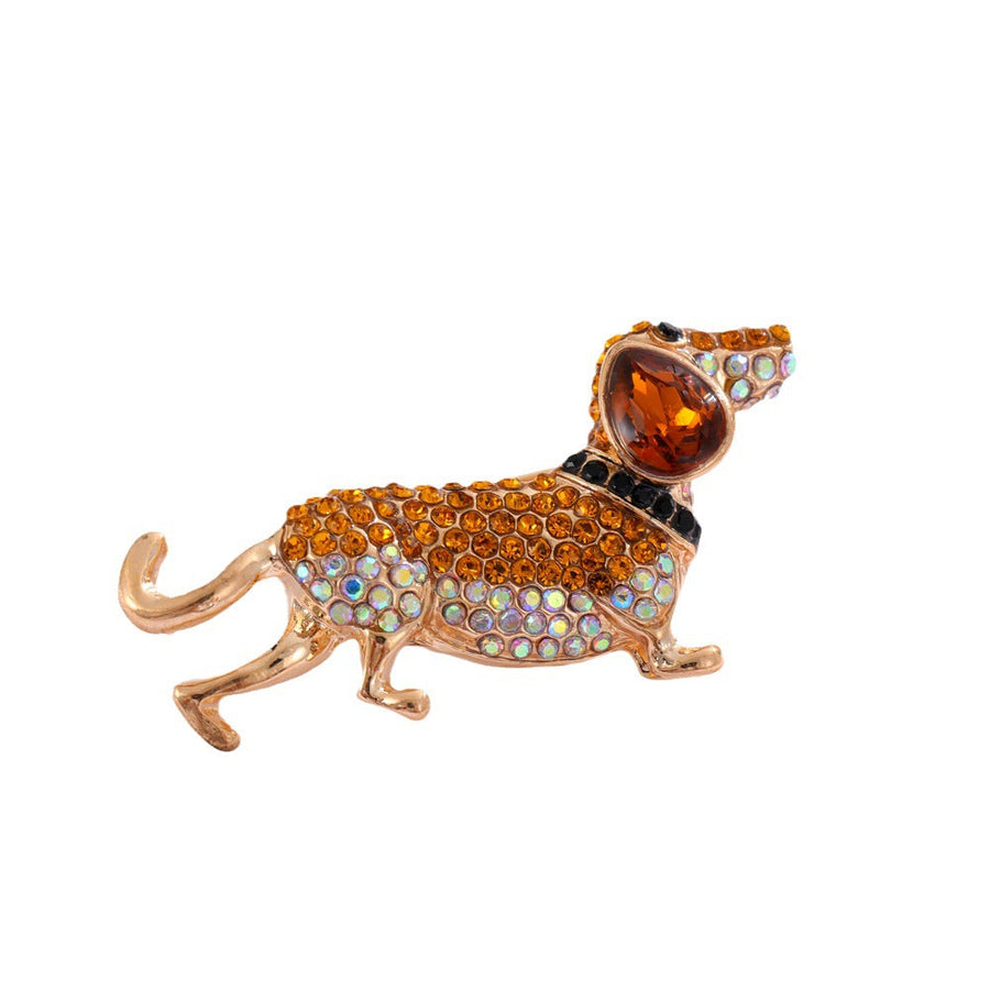 Cute Poodle Puppy Rhinestone Brooch PA5321