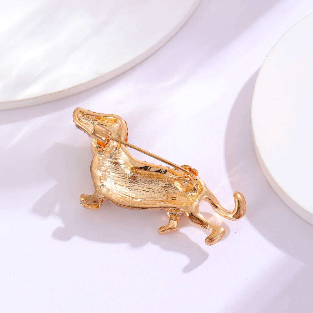 Cute Poodle Puppy Rhinestone Brooch PA5321