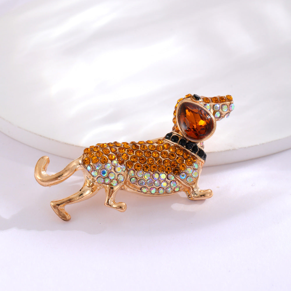 Cute Poodle Puppy Rhinestone Brooch PA5321