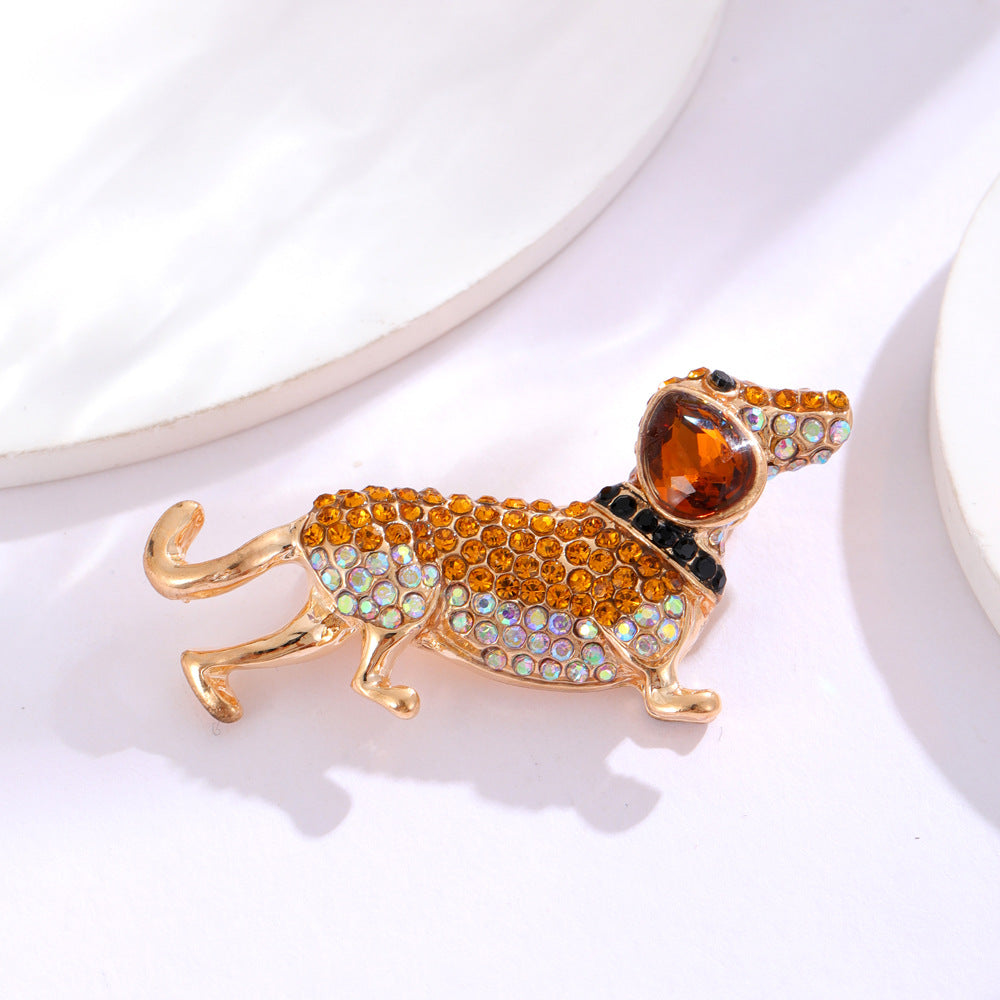 Cute Poodle Puppy Rhinestone Brooch PA5321