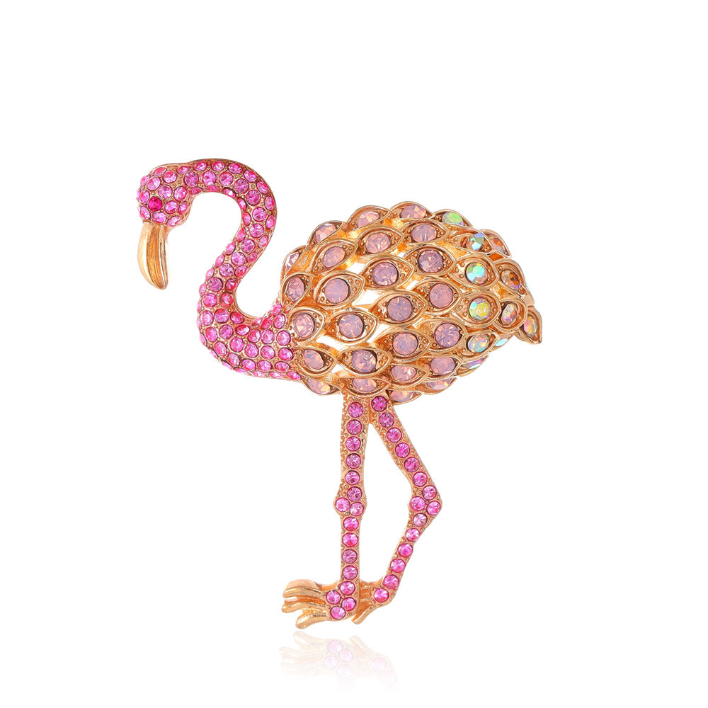Flamingo Retro Rhinestone Brooch PA5322