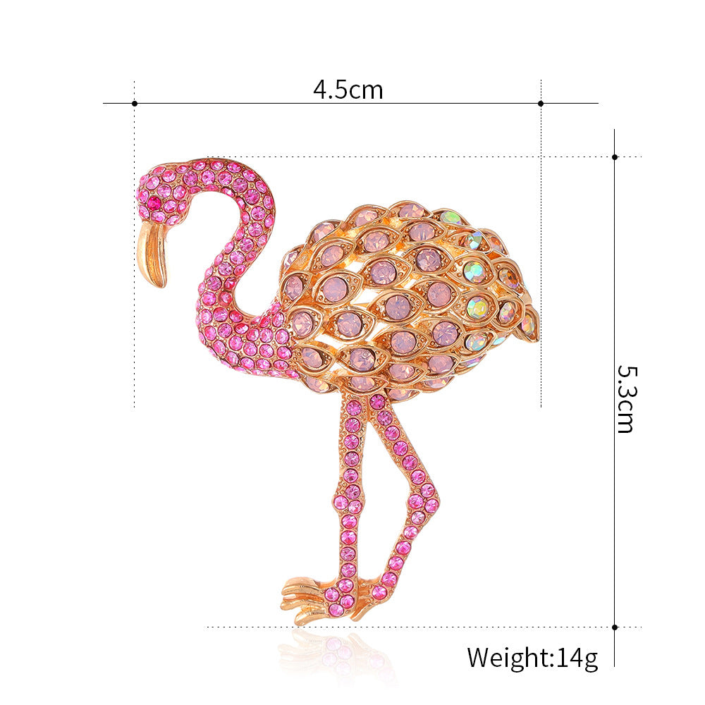 Flamingo Retro Rhinestone Brooch PA5322