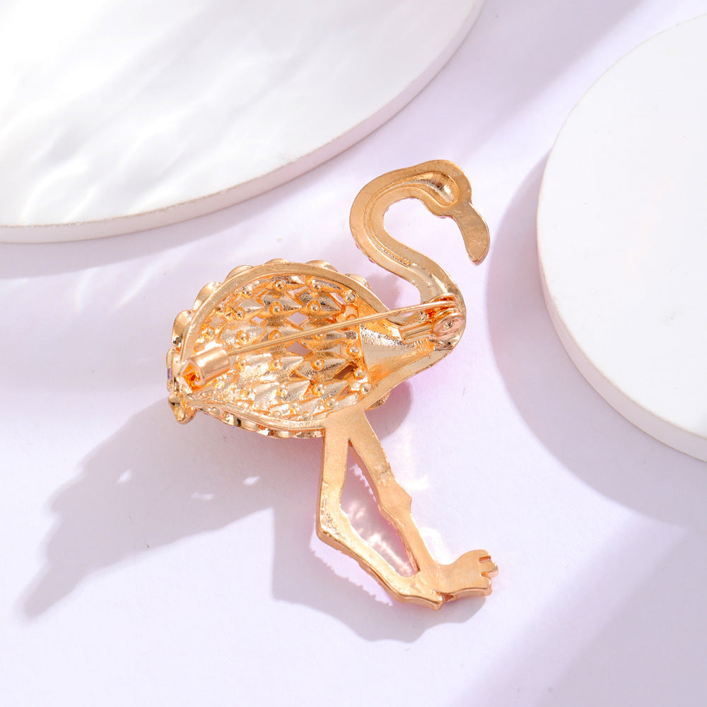 Flamingo Retro Rhinestone Brooch PA5322