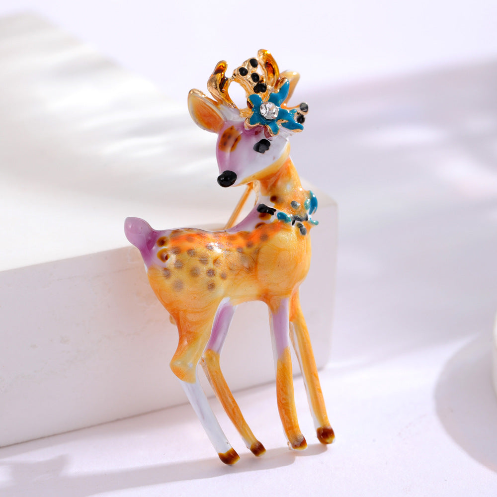 Christmas Baby Deer Enamel Brooch PA5324
