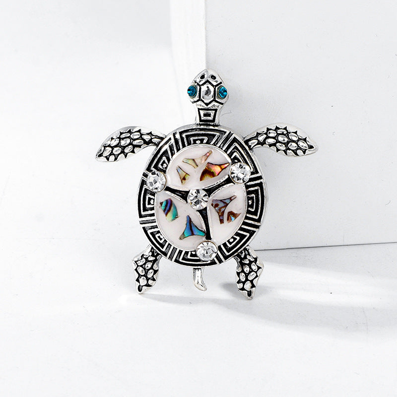 Rhinestone Enamel Sea Turtle Brooch PA5325