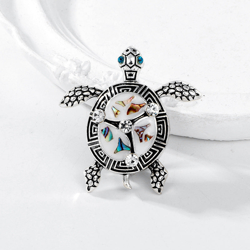Rhinestone Enamel Sea Turtle Brooch PA5325