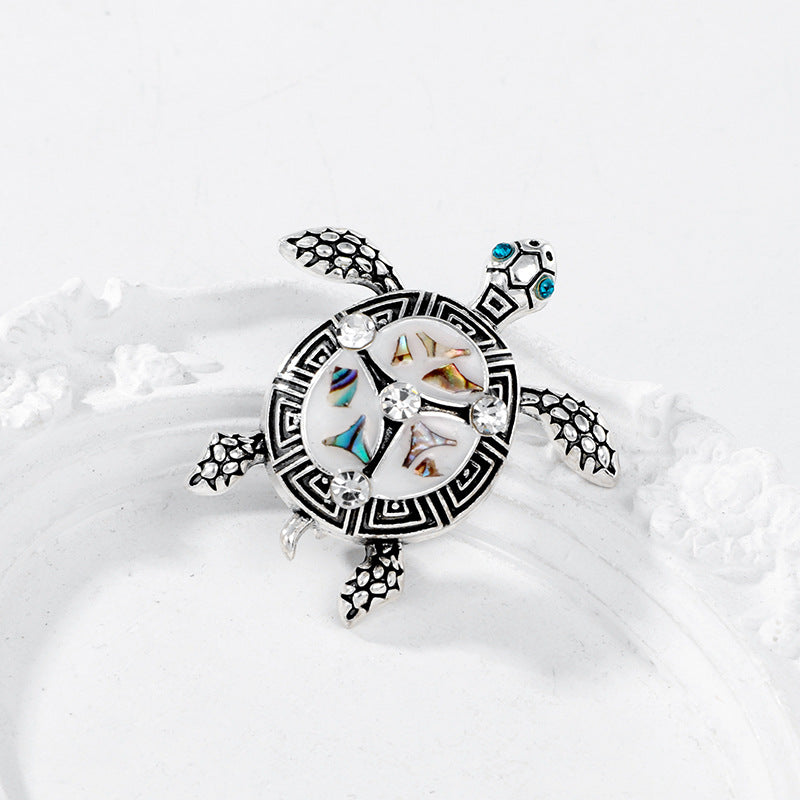 Rhinestone Enamel Sea Turtle Brooch PA5325