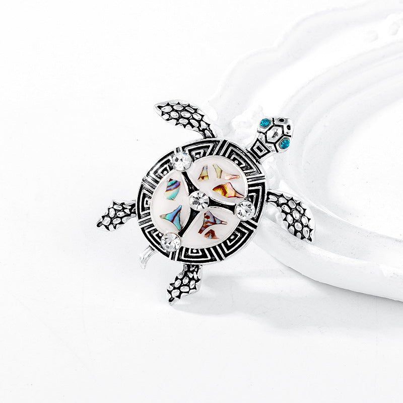Rhinestone Enamel Sea Turtle Brooch PA5325
