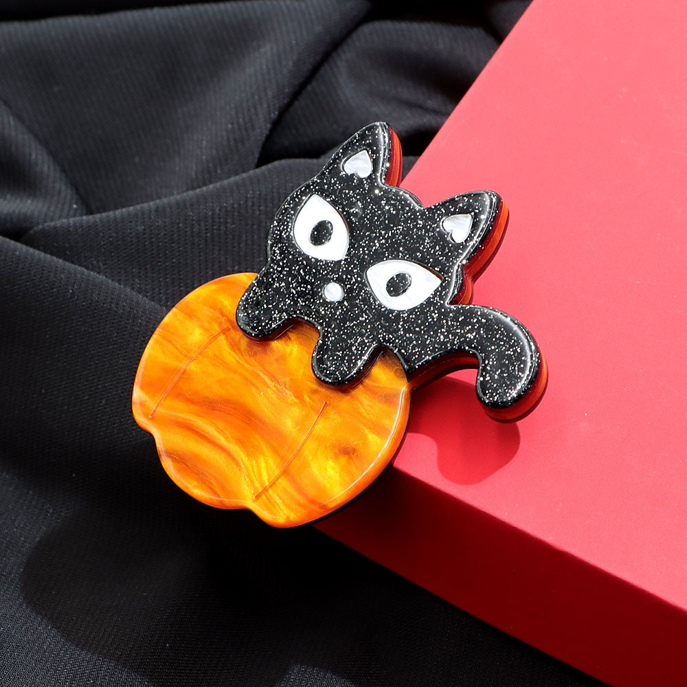 Halloween Little Pumpkin Cat Brooch PA5344