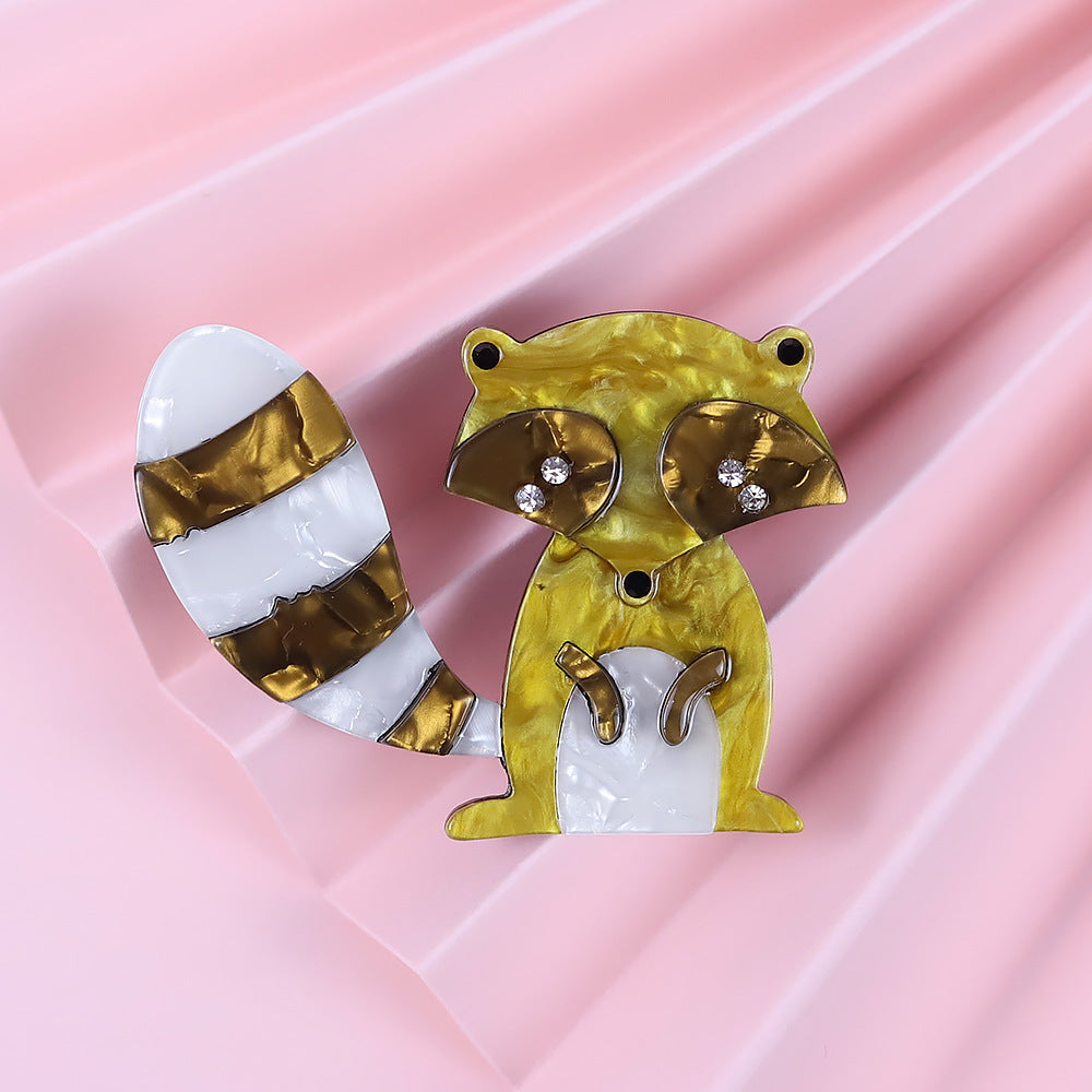 Acrylic Cute Rraccoon Animal Brooch PA5385