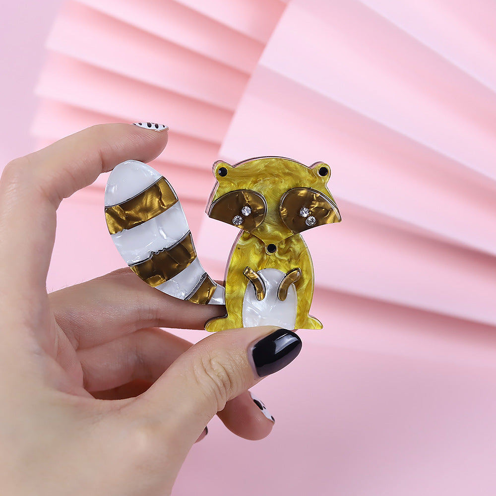Acrylic Cute Rraccoon Animal Brooch PA5385
