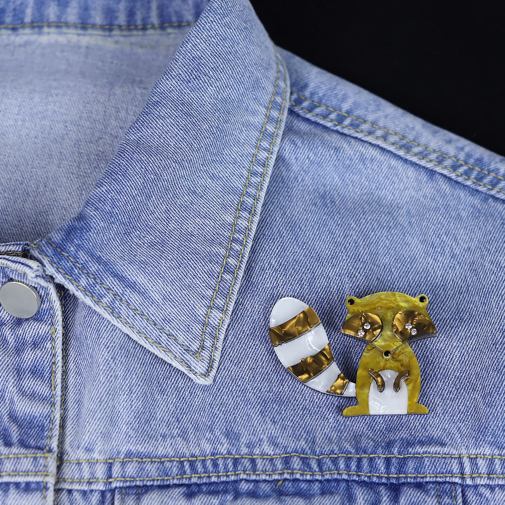 Acrylic Cute Rraccoon Animal Brooch PA5385