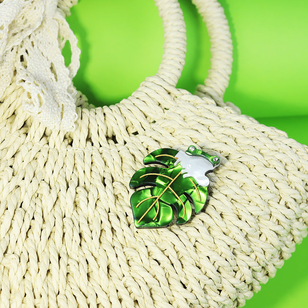 Acrylic Frog Leaf Brooch PA5386
