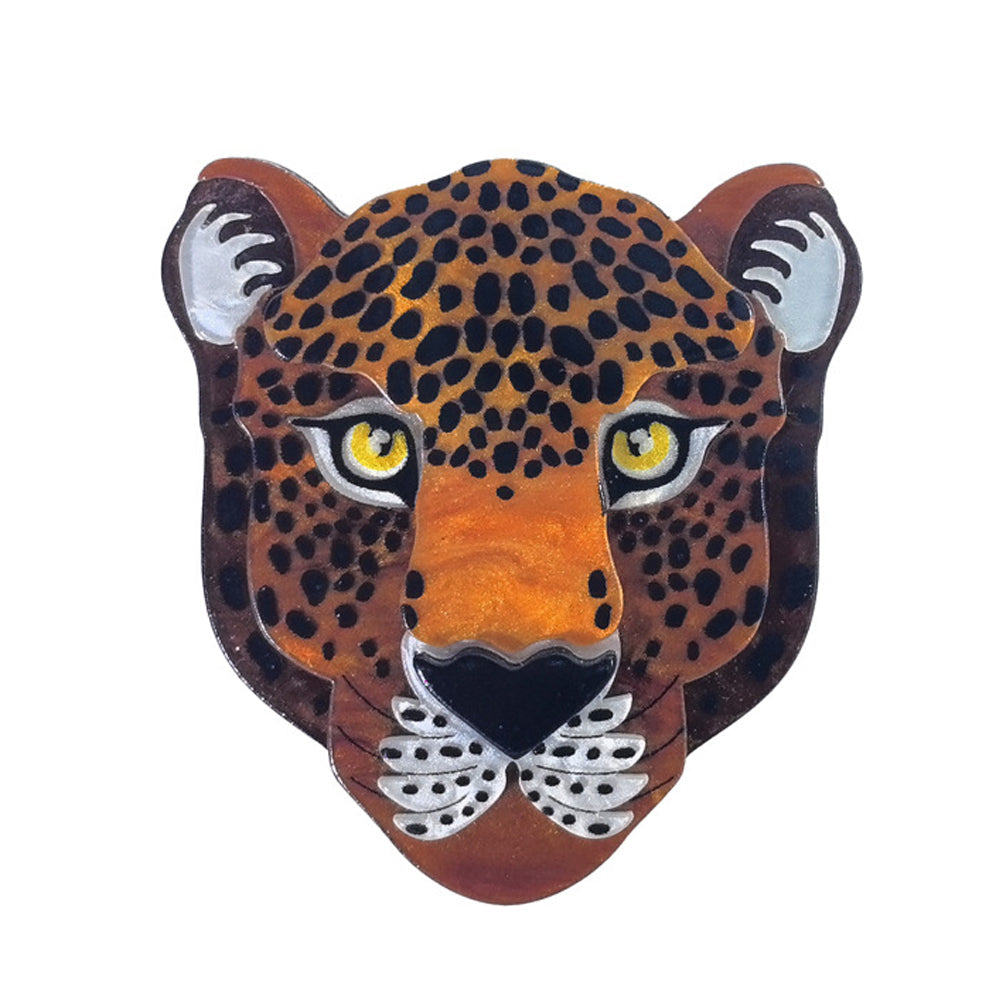Large Cheetah Face Vintage Style Acrylic Brooch PA5389