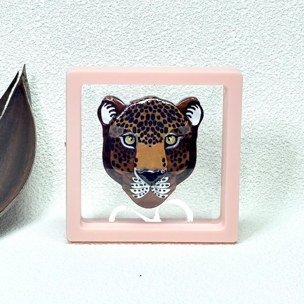 Large Cheetah Face Vintage Style Acrylic Brooch PA5389