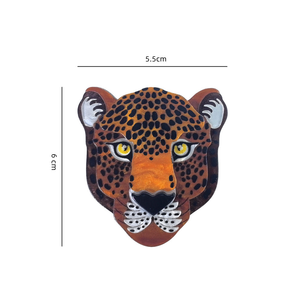 Large Cheetah Face Vintage Style Acrylic Brooch PA5389