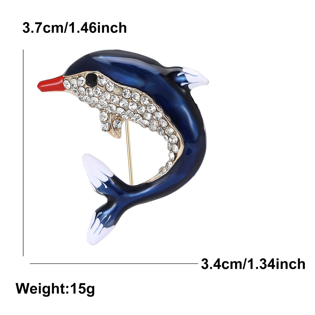 Cute Drip Oil Rhinestone Dolphin Brooch PA5395