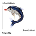Cute Drip Oil Rhinestone Dolphin Brooch PA5395