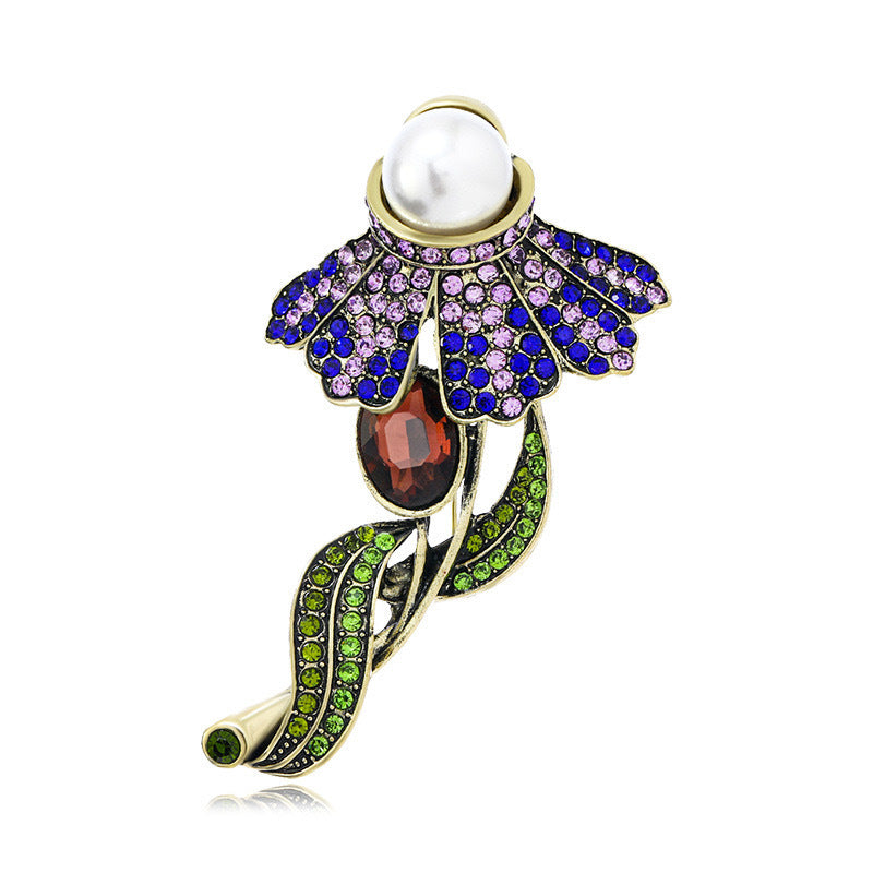 Flower Rhinestone Brooch PA5444