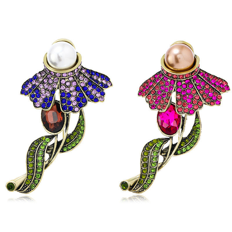 Flower Rhinestone Brooch PA5444