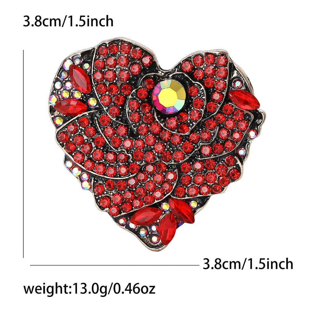 Flower Heart Rhinestone Brooch PA5470