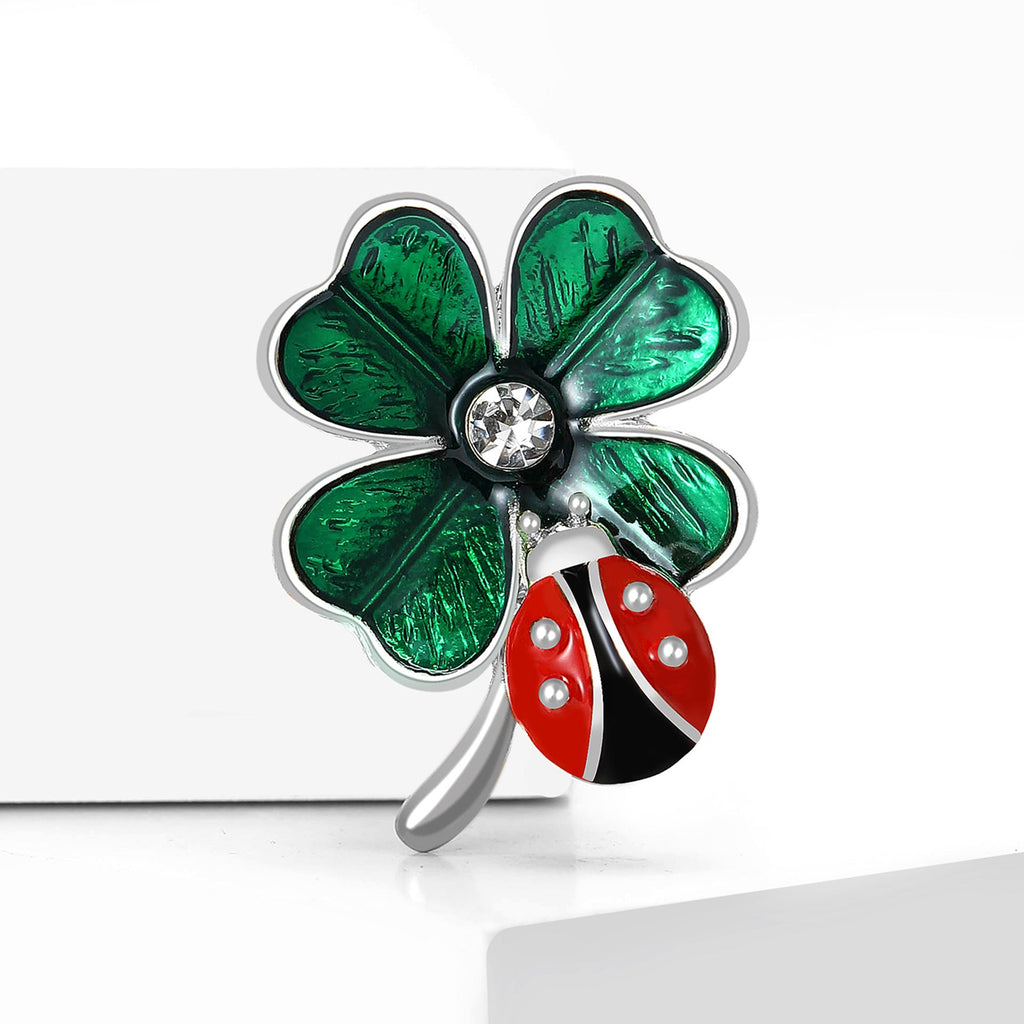 Ladybug Clover Brooch PA5480