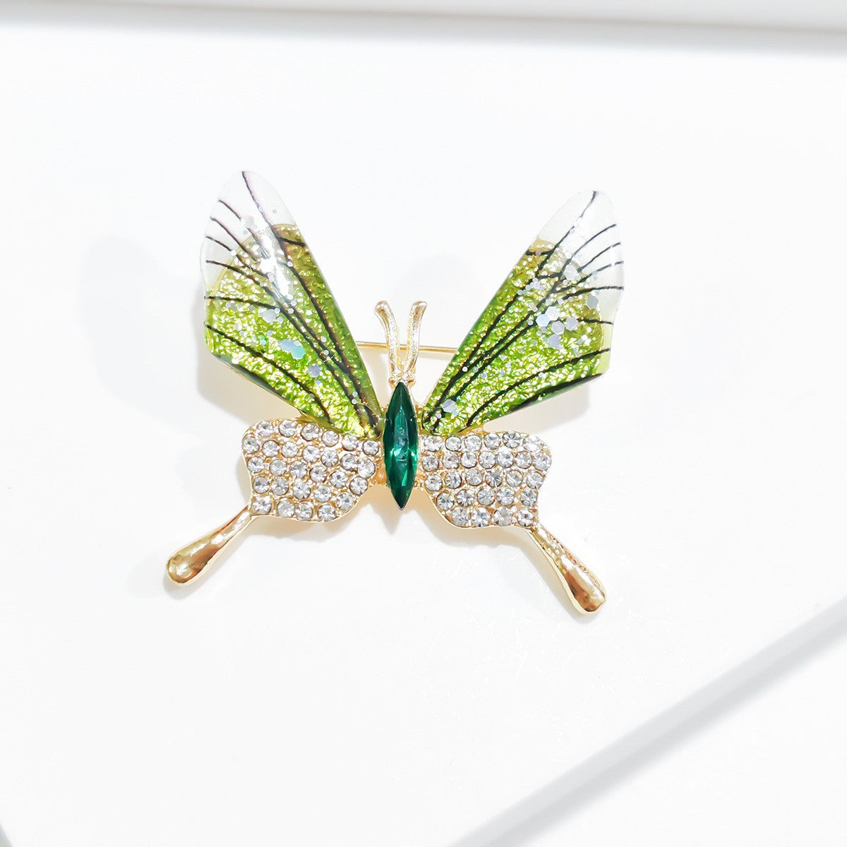 Green Acrylic Transparent Butterfly Brooch PA5494