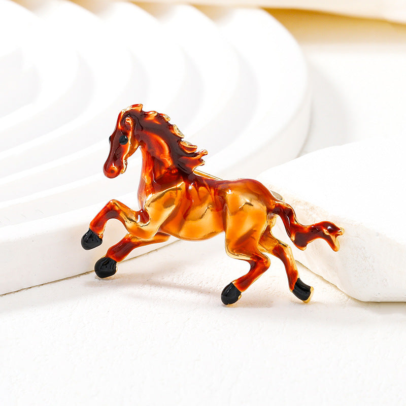 Galloping Horse Alloy Brooch PA5546