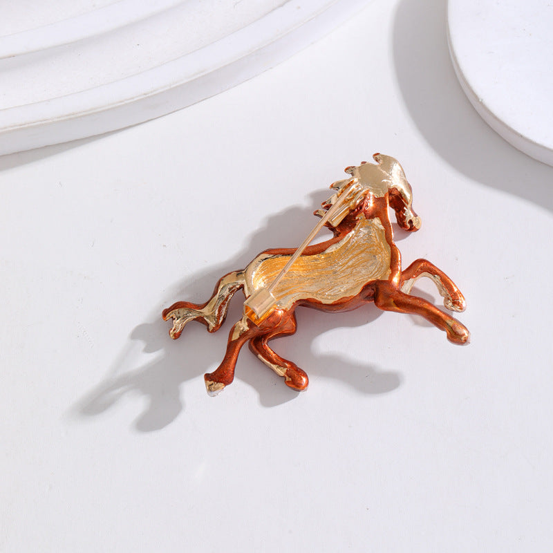 Galloping Horse Alloy Brooch PA5546