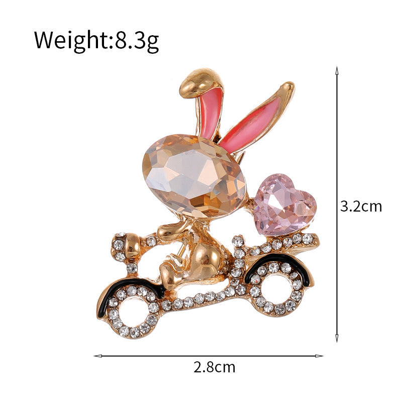 Bicycle Bunny Rhinestone Brooch PA5548