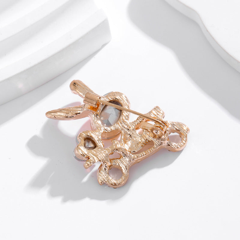 Bicycle Bunny Rhinestone Brooch PA5548