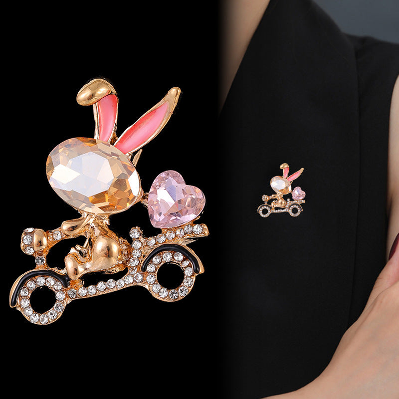 Bicycle Bunny Rhinestone Brooch PA5548