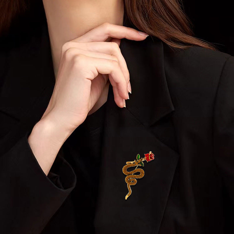 Rose Snake Brooch PA5556