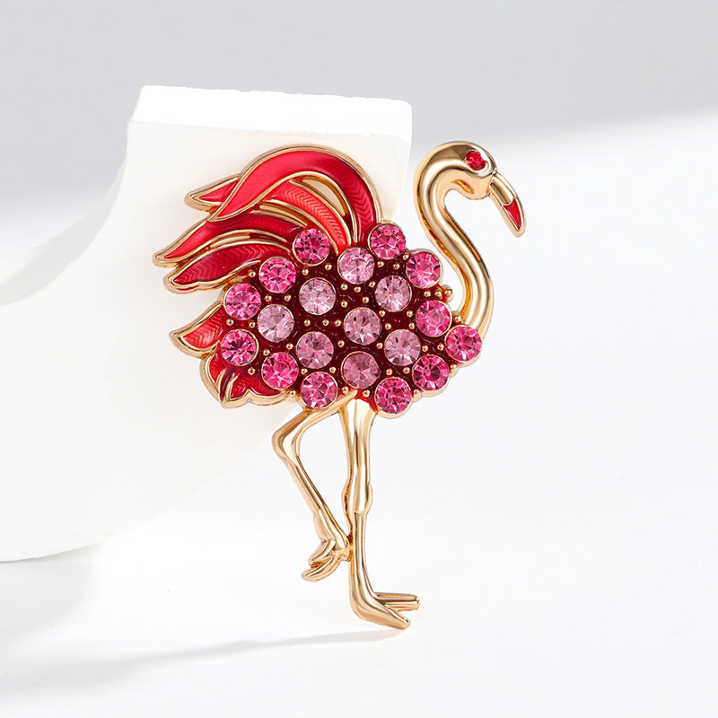 Flamingo Rhinestone Brooch PA5560