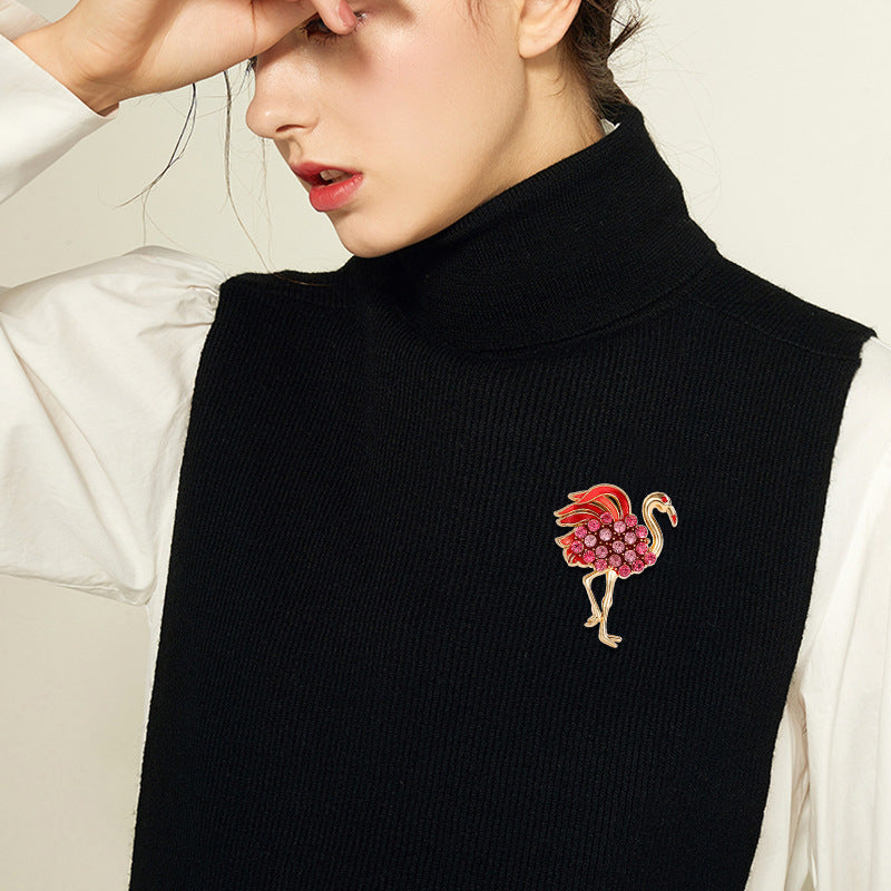 Flamingo Rhinestone Brooch PA5560