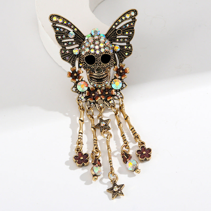Butterfly Skull  Alloy Rhinestone Brooch PA5567