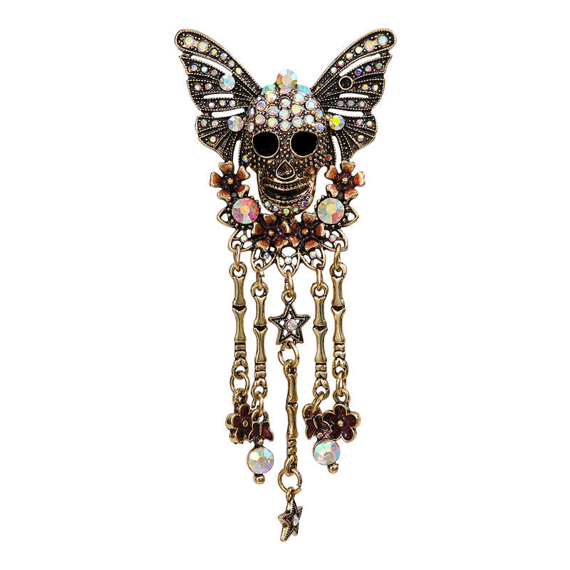 Butterfly Skull  Alloy Rhinestone Brooch PA5567