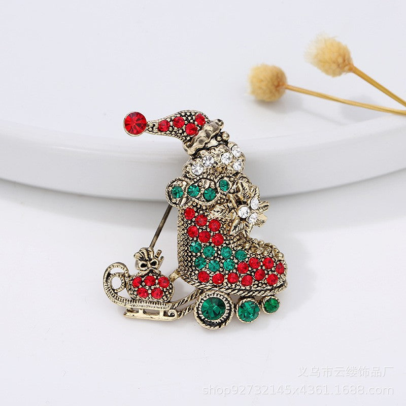 Santa Claus Rhinestone Brooch PA5595