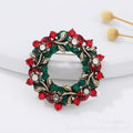 Christmas Wreath Rhinestone Brooch PA5605